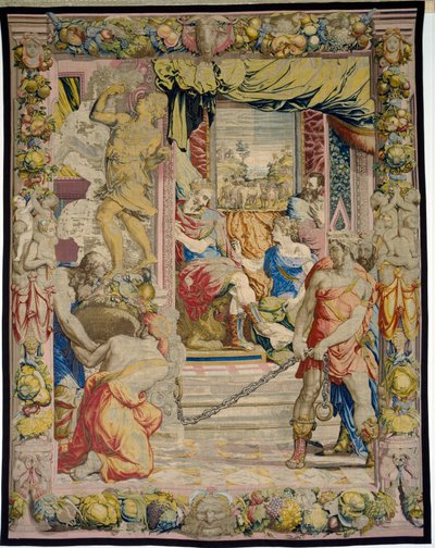 Jozef legt de Farao zijn droom van de vette en magere koeien uit, uit de Sala dei Dugento, 1546-53 door Francesco and Karcher, N Salviati